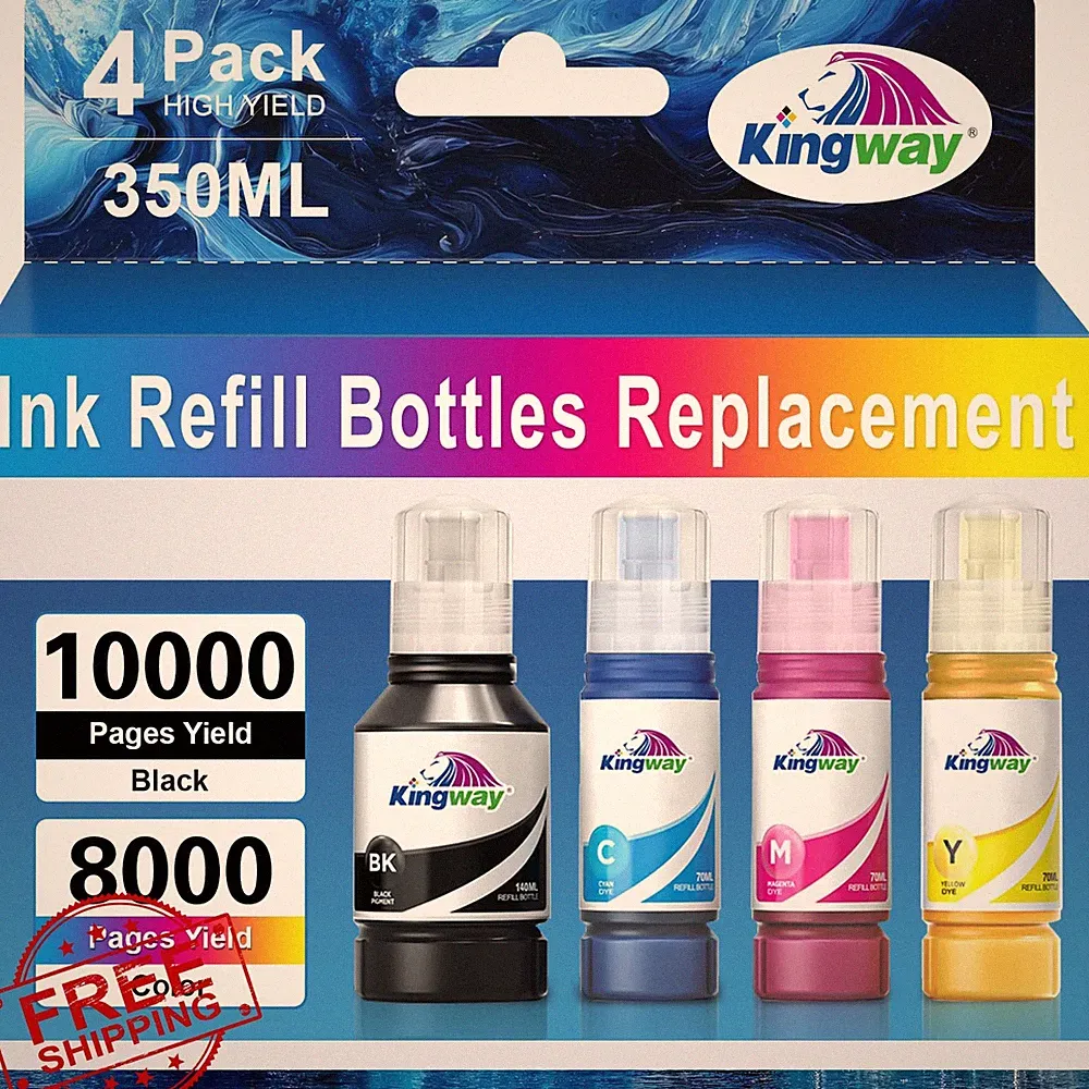 KINGWAY Compatible Ink Bottle Replacement for Epson 502 Ink Refill Bottles fo...