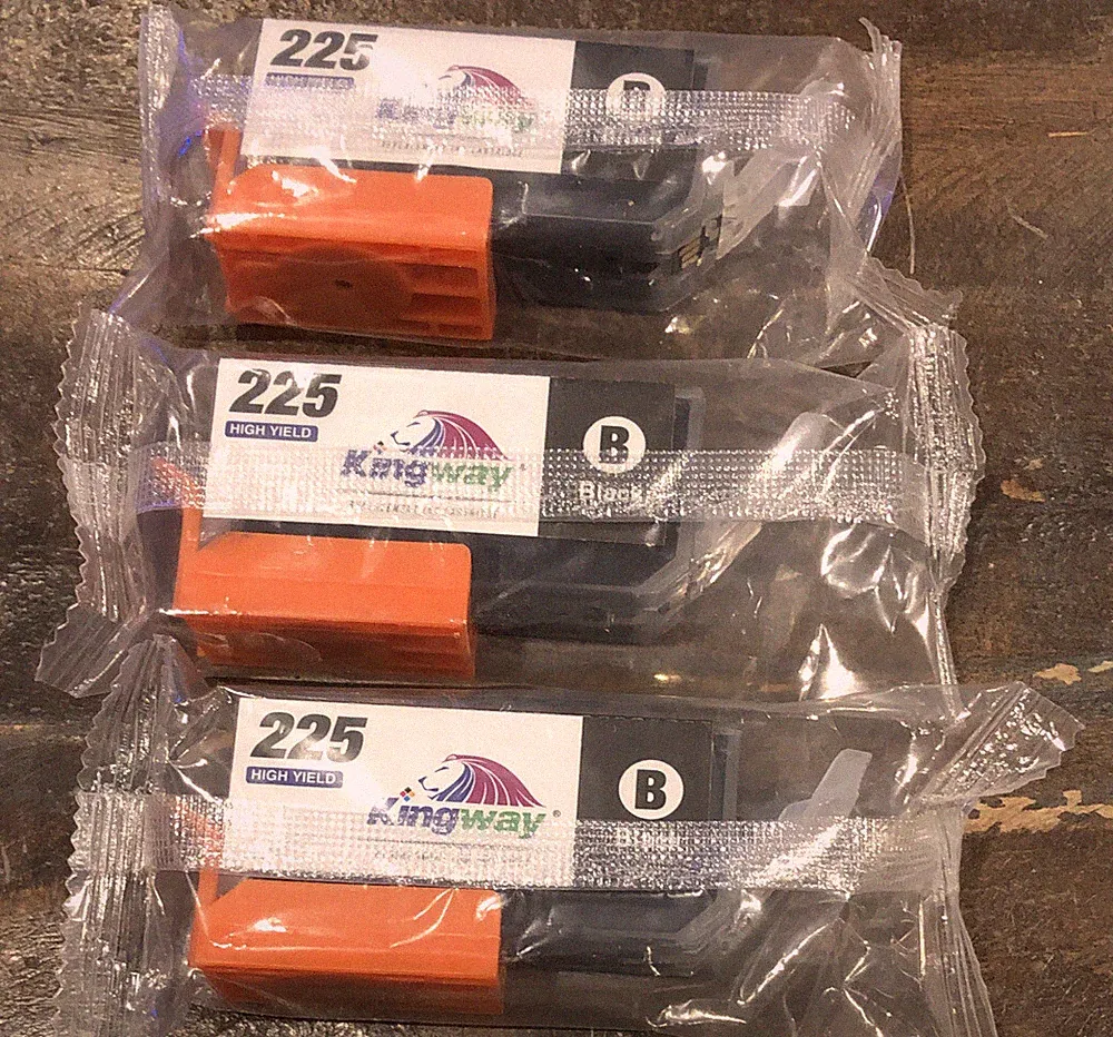 Kingway Compatible Ink Cartridges 225 Black . Lot Of 3